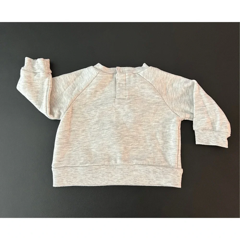 Disney Baby Mickey Mouse Gray Raglan Sweatshirt 3-6 Months Fleece Pullover 1349